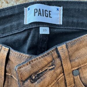Paige Rose Gold Copper Metallic Coated Verdugo Ultra Skinny Stretch Jeans Sz 23